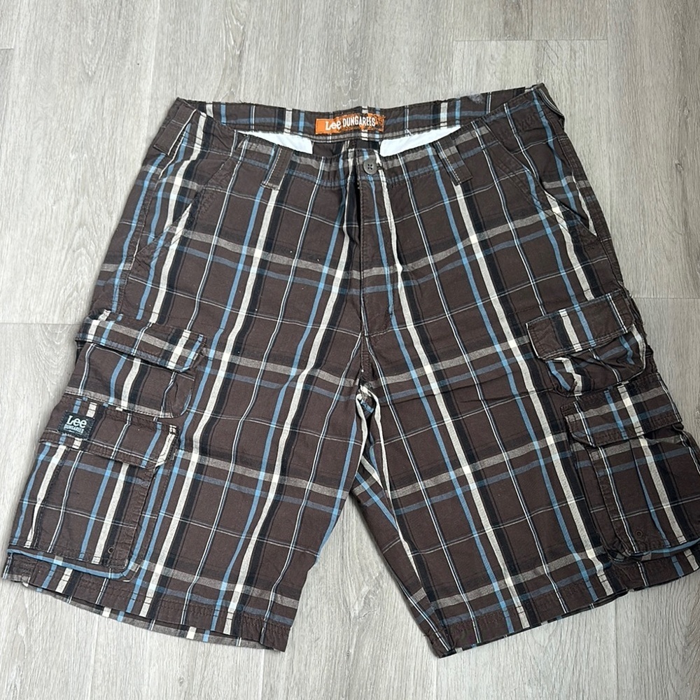 Lee Brown and Blue Cargo Shorts Relaxed Fit